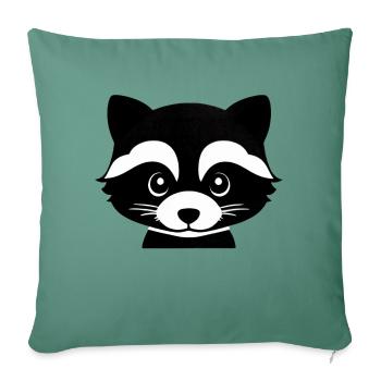 Ratons laveurs Mignon Cartoon Raton laveur 16 - Housse de coussin décorative 45 x 45 cm - vert sapin - Devant