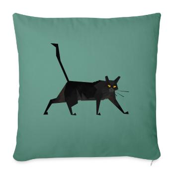 Illustration Cat (Black Cat) - flat cat - Sofa pillowcase 17,3'' x 17,3'' (45 x 45 cm) - cypress green - Front