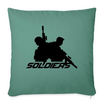 2 Soldaten, Besatzung, Kriegsteam, Freiheitssoldat, Kämpfer - Sofakissenbezug 45 x 45 cm - Tanngrün - Vorne