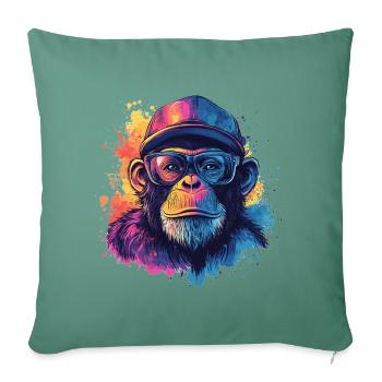Watercolor Hipster Monkey - Sofa pillowcase 17,3'' x 17,3'' (45 x 45 cm) - cypress green - Front