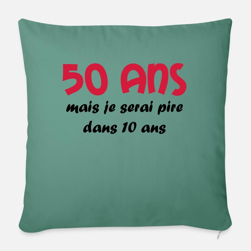 50 ans - Housse de coussin décorative 45 x 45 cm - vert sapin