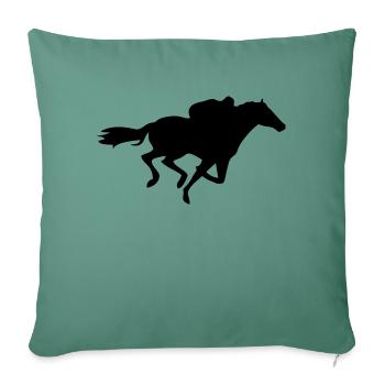 Racehorse galloping horse with rider black and - Sofa pillowcase 17,3'' x 17,3'' (45 x 45 cm) - cypress green - Front