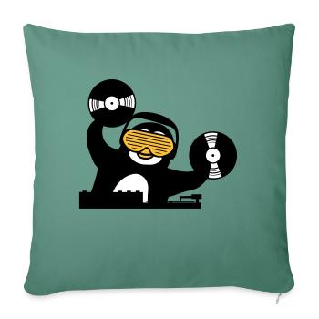 dj music plate hang up mixer club disco ping - Sofa pillowcase 17,3'' x 17,3'' (45 x 45 cm) - cypress green - Front