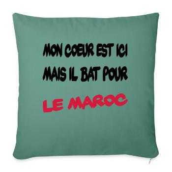 Mon coeur bat pour le Maroc - Housse de coussin décorative 45 x 45 cm - vert sapin - Devant