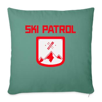 Vacances de ski, saison de ski, chalet fille, slalom - Housse de coussin décorative 45 x 45 cm - vert sapin - Devant