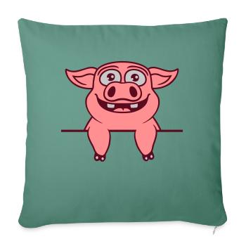 Stable Pig Insert Text - Sofa pillowcase 17,3'' x 17,3'' (45 x 45 cm) - cypress green - Front