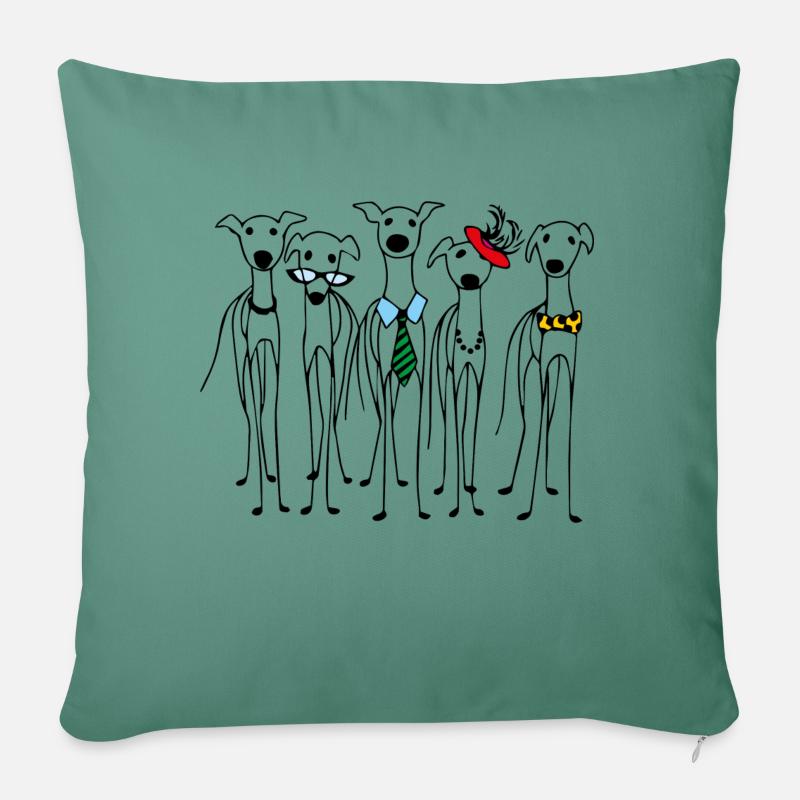 Windhunde Party - Sofakissenbezug 45 x 45 cm - Tanngrün