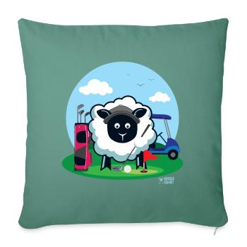 Les brebis aiment le golf ? - Housse de coussin décorative 45 x 45 cm - vert sapin - Devant