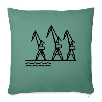 Architecture minimaliste de grue Szczecin - Housse de coussin décorative 45 x 45 cm - vert sapin - Devant