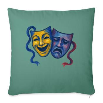 Theater Comedy Tragedy Masks - Sofa pillowcase 17,3'' x 17,3'' (45 x 45 cm) - cypress green - Front