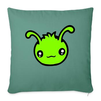 Chenille Alien Mignon Petit Monstre Sourire Heureux - Housse de coussin décorative 45 x 45 cm - vert sapin - Devant