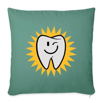 Happy tooth - Sofa pillowcase 17,3'' x 17,3'' (45 x 45 cm) - cypress green - Front