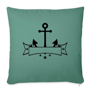 banner coat of arms text write anchor boat ship - Sofa pillowcase 17,3'' x 17,3'' (45 x 45 cm) - cypress green - Front