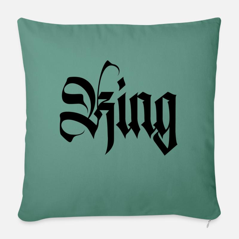 ROI et reine - Housse de coussin décorative 45 x 45 cm - vert sapin