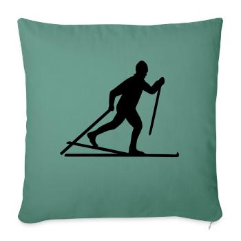 Ski de fond - Housse de coussin décorative 45 x 45 cm - vert sapin - Devant