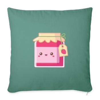 Kawaii Strawberry Jam Bottle With Label Tag - Sofa pillowcase 17,3'' x 17,3'' (45 x 45 cm) - cypress green - Front