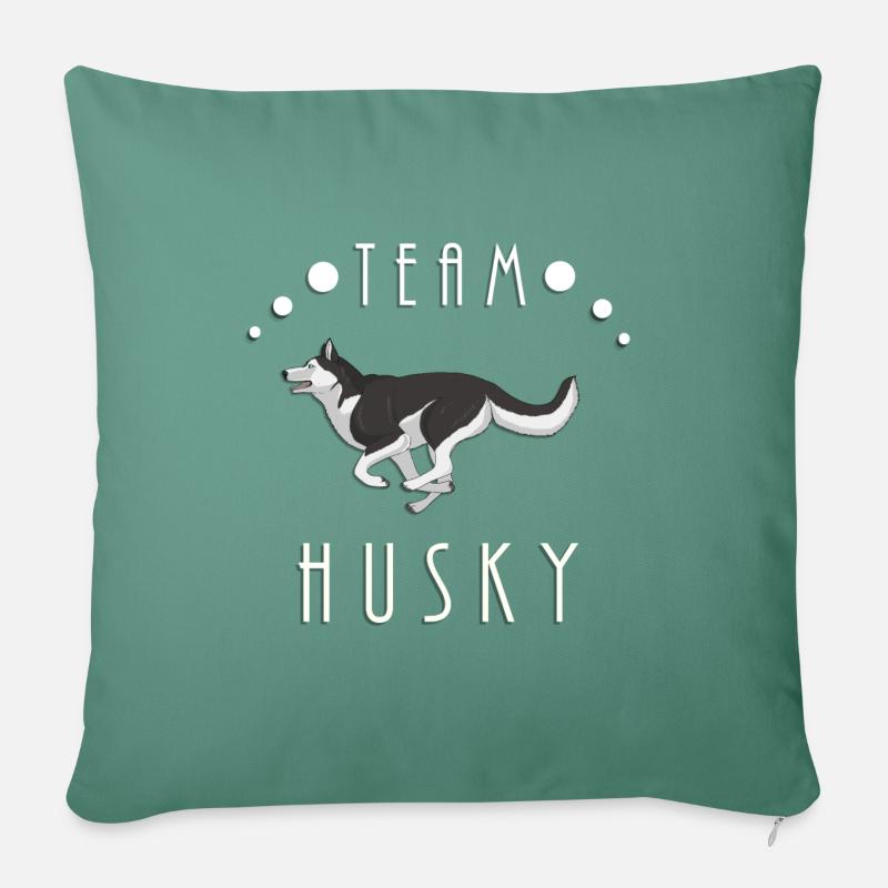 Team Husky - Schwarz und Weiß - Sofakissenbezug 45 x 45 cm - Tanngrün