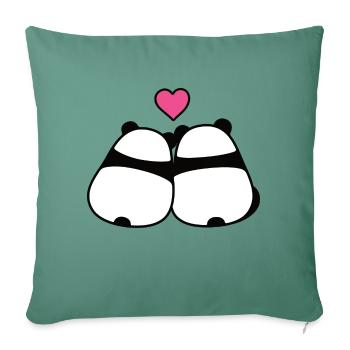panda love - Partnermotiv,Valentinstag, liebe - Sofakissenbezug 45 x 45 cm - Tanngrün - Vorne