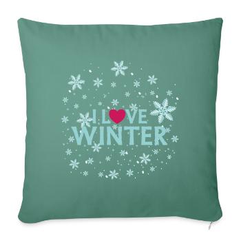 J’ADORE LES ÉTOILES DE NEIGE D’HIVER - Housse de coussin décorative 45 x 45 cm - vert sapin - Devant