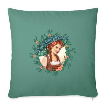 Fille avec un parapluie - Housse de coussin décorative 45 x 45 cm - vert sapin - Devant