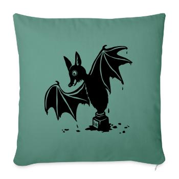 Fledermaus im Tuschenapf - Sofakissenbezug 45 x 45 cm - Tanngrün - Vorne