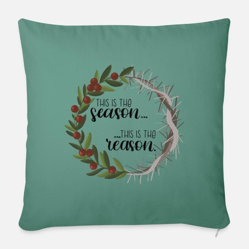 C’est la saison, c’est la raison - Housse de coussin décorative 45 x 45 cm - vert sapin
