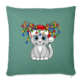 Christmas kitty - Sofa pillowcase 17,3'' x 17,3'' (45 x 45 cm) - cypress green - Front