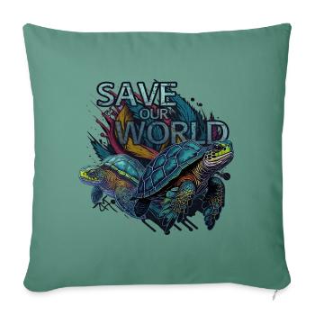 Schildkröten Turtles Save Our World 5000 - DIGITAL - Sofakissenbezug 45 x 45 cm - Tanngrün - Vorne