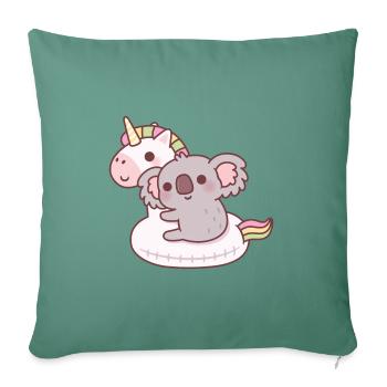 Niedlicher Koala auf Einhorn-Poolschwimmer - Sofakissenbezug 45 x 45 cm - Tanngrün - Vorne