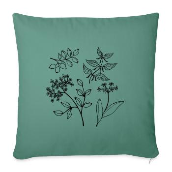 Forêt Vert Herbes sauvages Plantes forestières Plantes sauvages - Housse de coussin décorative 45 x 45 cm - vert sapin - Devant