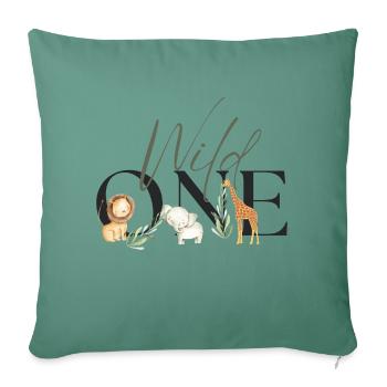Wild One Safari Premier anniversaire Geburtstag 1 Bébé - Housse de coussin décorative 45 x 45 cm - vert sapin - Devant