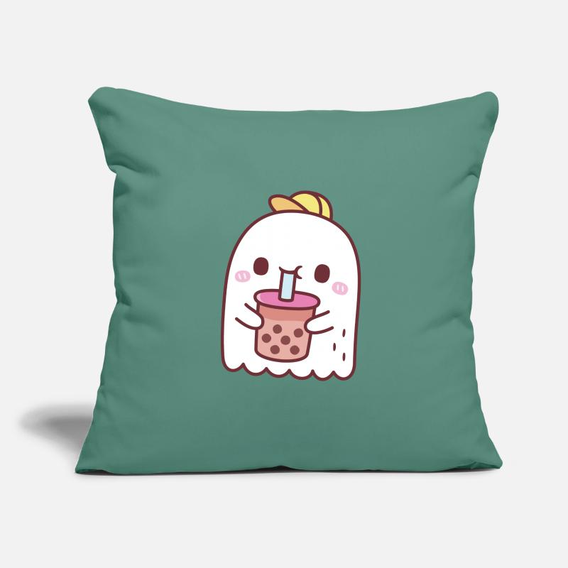 Cute Ghost Drinking Boba Tea Sofa pillowcase 17,3'' x 17,3'' (45 x 45 cm)