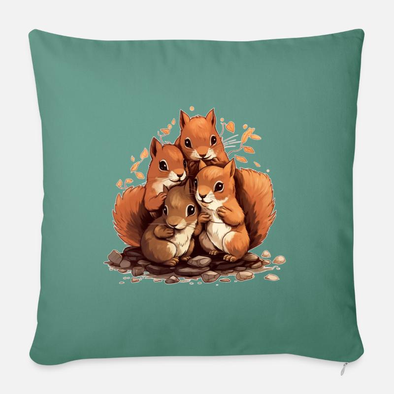 Eichhörnchen - Sofakissenbezug 45 x 45 cm - Tanngrün