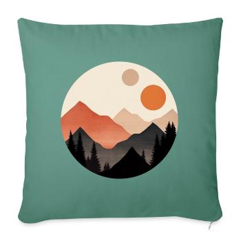 Des montagnes et deux soleils - Housse de coussin décorative 45 x 45 cm - vert sapin - Devant