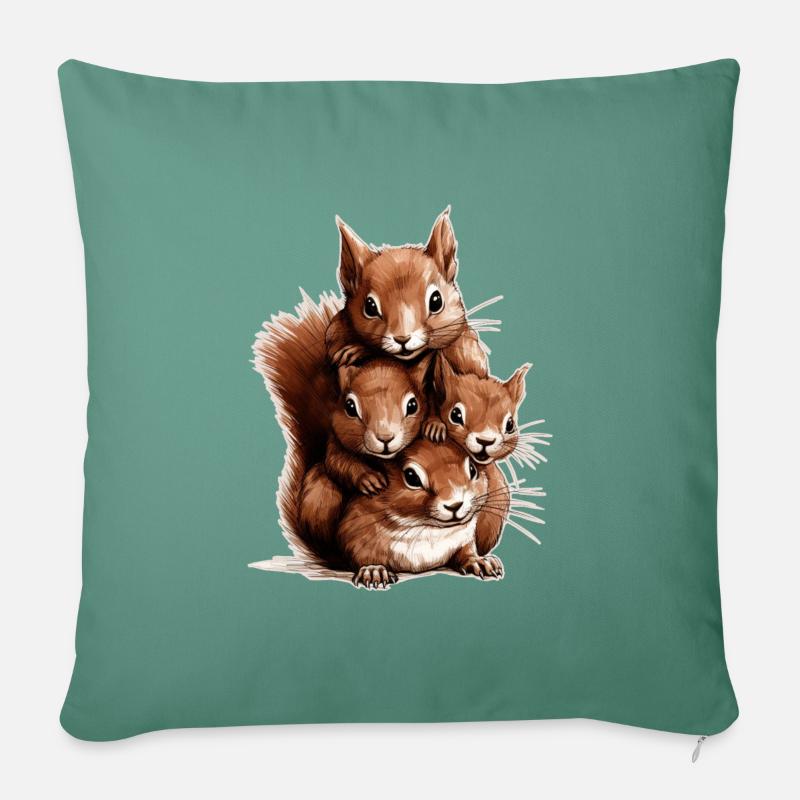 Eichhörnchen - Sofakissenbezug 45 x 45 cm - Tanngrün