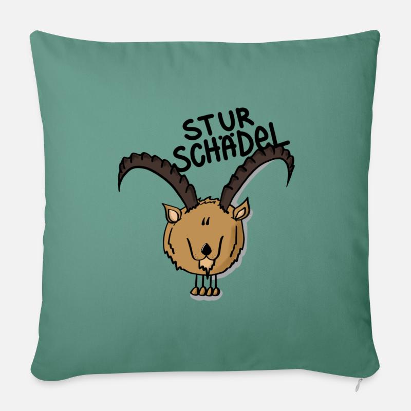 Steinbock Sturschädel - Sofakissenbezug 45 x 45 cm - Tanngrün