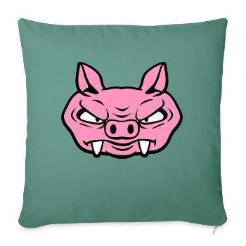 Evil Wild Boar Wild Boar Comic Pig - Sofa pillowcase 17,3'' x 17,3'' (45 x 45 cm) - cypress green - Front