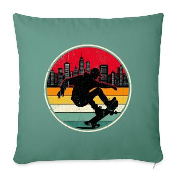 Urban Sunset Skate Silhouette - Sofa pillowcase 17,3'' x 17,3'' (45 x 45 cm) - cypress green - Front