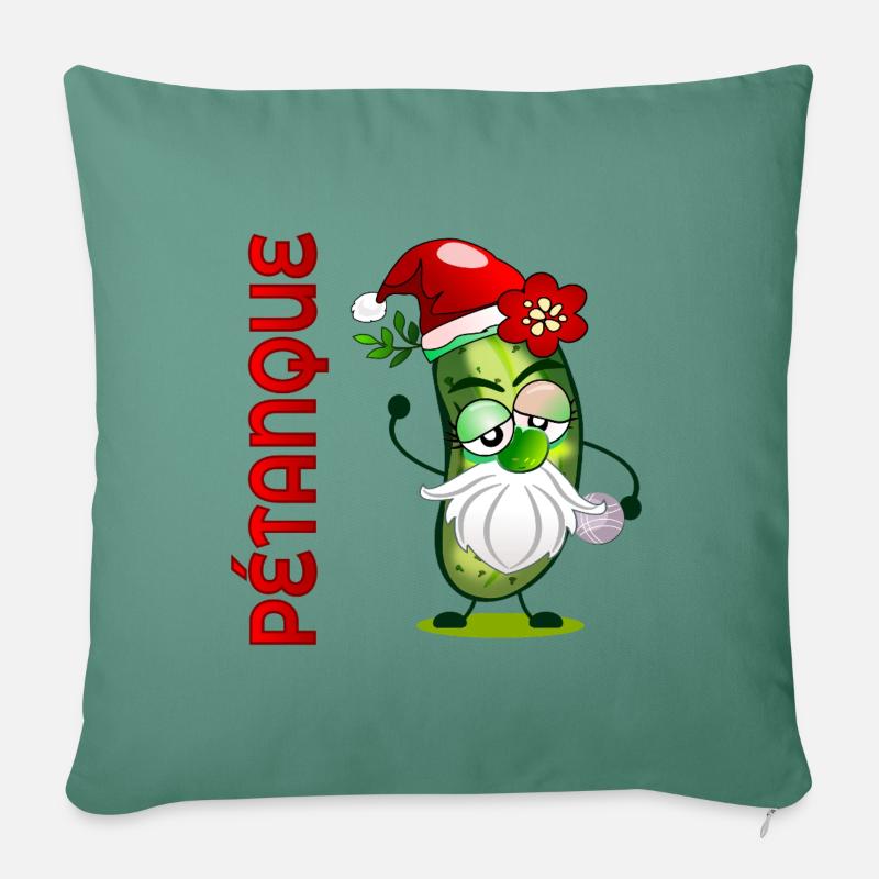 Weihnachts-Petanque-Boule-Gurken - Sofakissenbezug 45 x 45 cm - Tanngrün