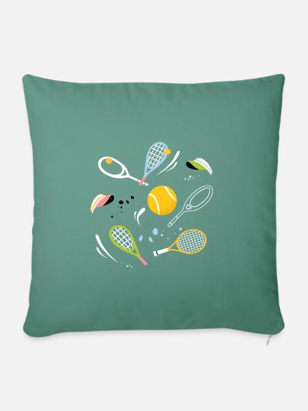 Moderne Tennisausrüstung und Bälle – Grasgrün - Sofakissenbezug 45 x 45 cm - Tanngrün