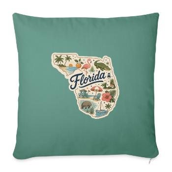 Florida Sunshine State Vintage Strandaufkleber - Sofakissenbezug 45 x 45 cm - Tanngrün - Vorne