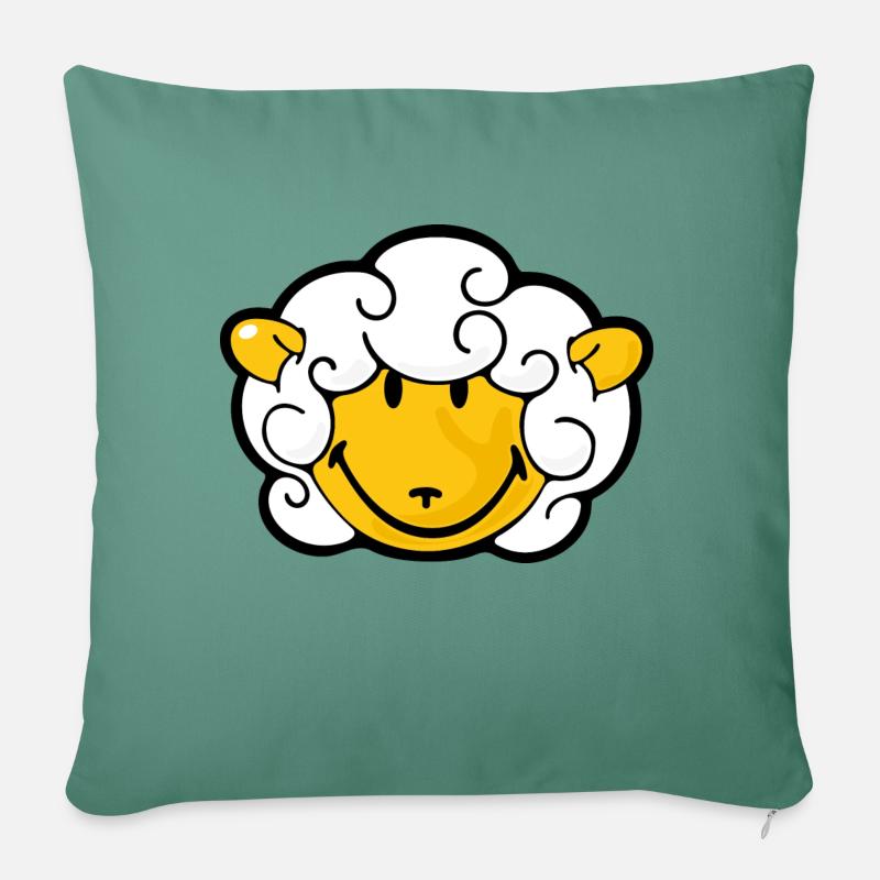 Smiley Sheep - Sofakissenbezug 45 x 45 cm - Tanngrün