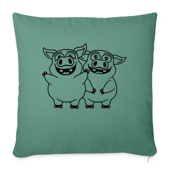 Friends team funny pigs - Sofa pillowcase 17,3'' x 17,3'' (45 x 45 cm) - cypress green - Front