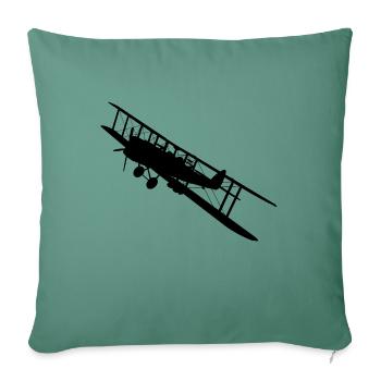 Avion biplan de 1915 - Housse de coussin décorative 45 x 45 cm - vert sapin - Devant