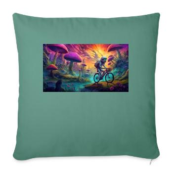Psychedelic Alien Bicycle Day - Sofa pillowcase 17,3'' x 17,3'' (45 x 45 cm) - cypress green - Front