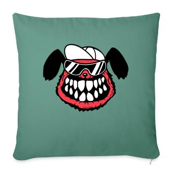 chien monstre méchant dangereux dents sourire sourire - Housse de coussin décorative 45 x 45 cm - vert sapin - Devant
