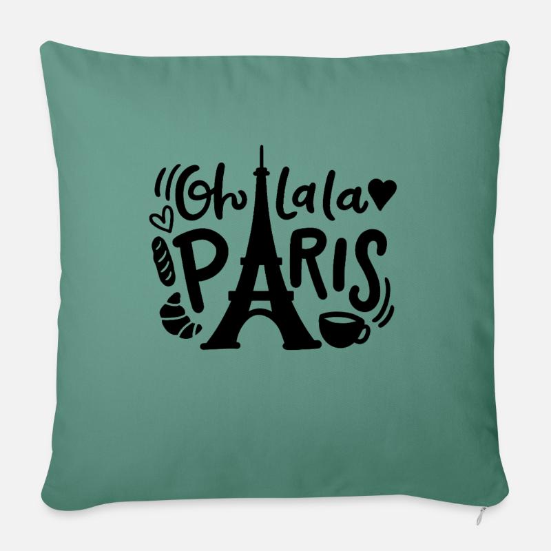 Oh lala Paris - Sofakissenbezug 45 x 45 cm - Tanngrün