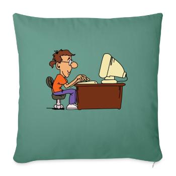 pc man desk bureau bureau à domicile travail de fonctionnaire - Housse de coussin décorative 45 x 45 cm - vert sapin - Devant