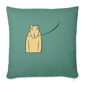 Chien en laisse! - Housse de coussin décorative 45 x 45 cm - vert sapin - Devant