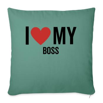 J’aime mon patron - Housse de coussin décorative 45 x 45 cm - vert sapin - Devant